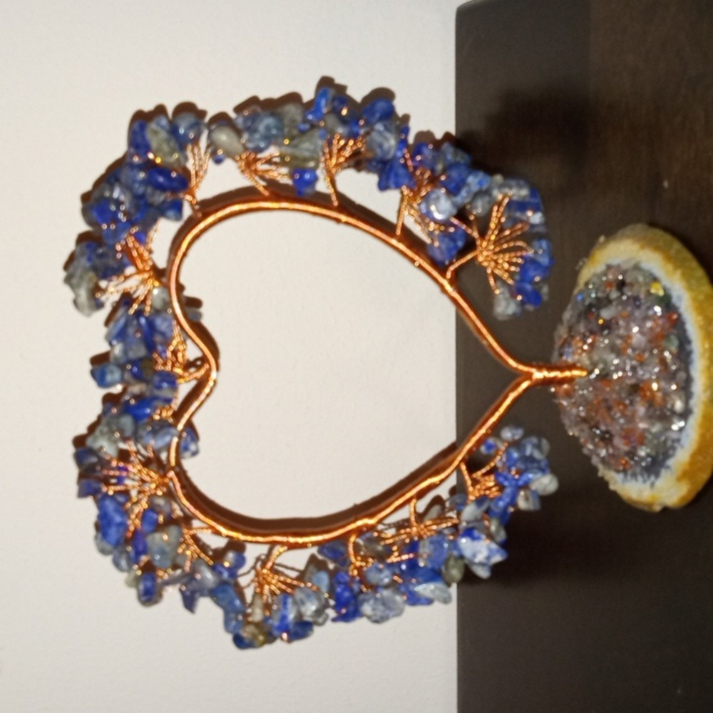 Crystal luck tree heart shaped made from Lapis lazuli.